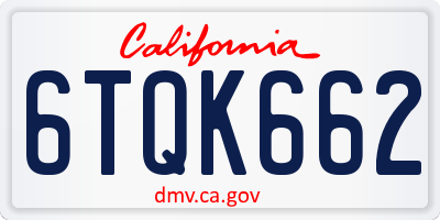 CA license plate 6TQK662