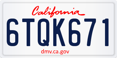 CA license plate 6TQK671