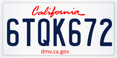 CA license plate 6TQK672