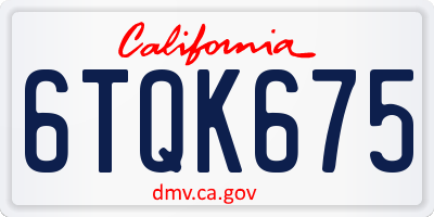 CA license plate 6TQK675