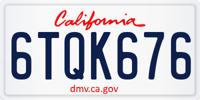 CA license plate 6TQK676