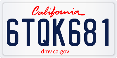 CA license plate 6TQK681