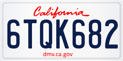 CA license plate 6TQK682