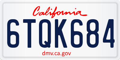 CA license plate 6TQK684