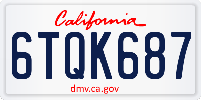 CA license plate 6TQK687