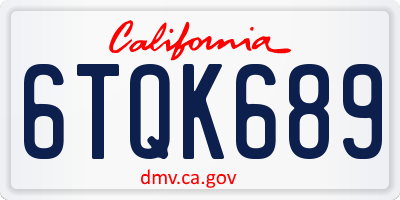 CA license plate 6TQK689