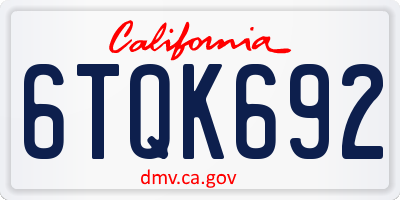 CA license plate 6TQK692