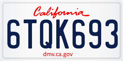 CA license plate 6TQK693