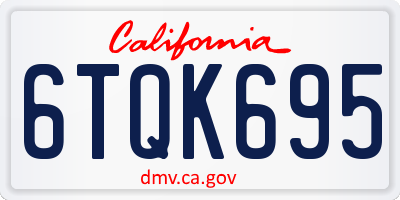 CA license plate 6TQK695