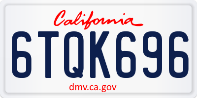 CA license plate 6TQK696