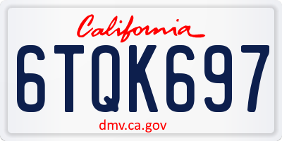 CA license plate 6TQK697