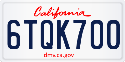 CA license plate 6TQK700
