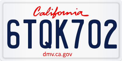 CA license plate 6TQK702