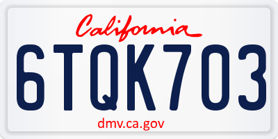 CA license plate 6TQK703