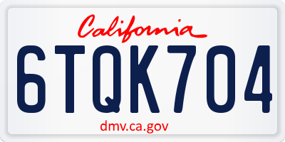 CA license plate 6TQK704