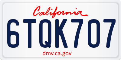 CA license plate 6TQK707