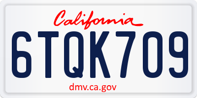 CA license plate 6TQK709