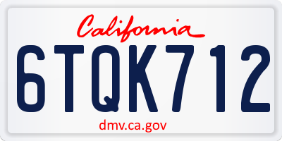 CA license plate 6TQK712