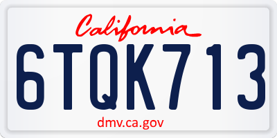 CA license plate 6TQK713