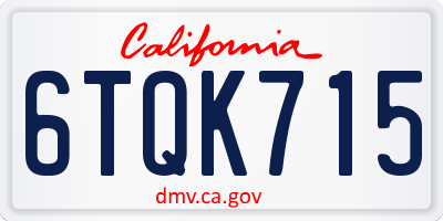 CA license plate 6TQK715