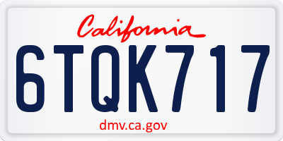 CA license plate 6TQK717