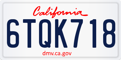 CA license plate 6TQK718