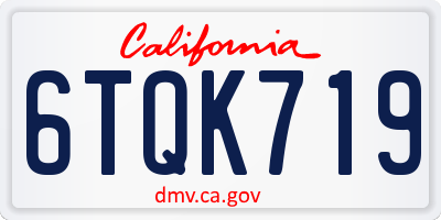 CA license plate 6TQK719