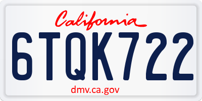 CA license plate 6TQK722