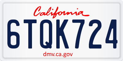 CA license plate 6TQK724