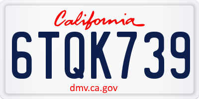 CA license plate 6TQK739