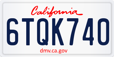 CA license plate 6TQK740