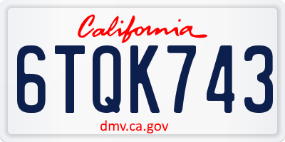 CA license plate 6TQK743