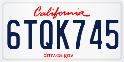 CA license plate 6TQK745