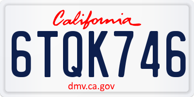 CA license plate 6TQK746