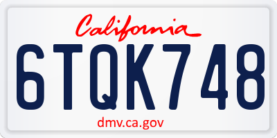 CA license plate 6TQK748