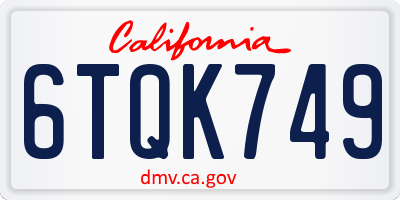 CA license plate 6TQK749