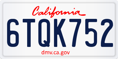 CA license plate 6TQK752