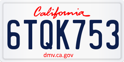 CA license plate 6TQK753