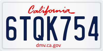 CA license plate 6TQK754