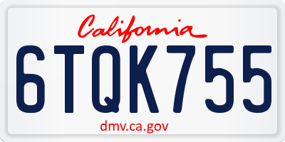 CA license plate 6TQK755