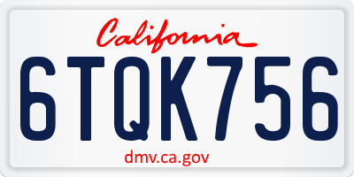 CA license plate 6TQK756