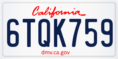 CA license plate 6TQK759