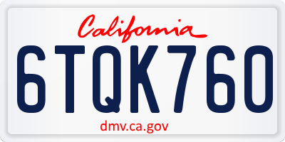 CA license plate 6TQK760