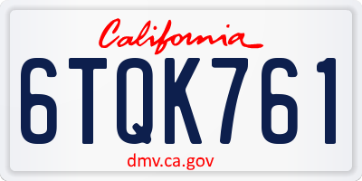 CA license plate 6TQK761