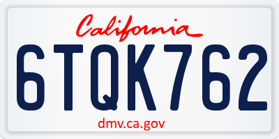 CA license plate 6TQK762