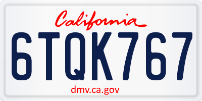 CA license plate 6TQK767