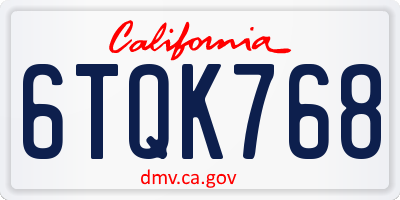 CA license plate 6TQK768