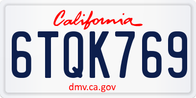 CA license plate 6TQK769