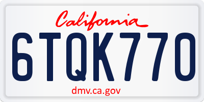 CA license plate 6TQK770