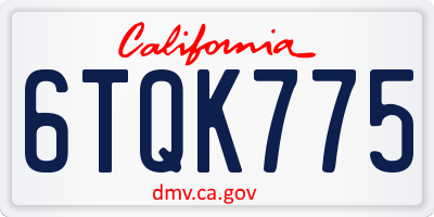 CA license plate 6TQK775